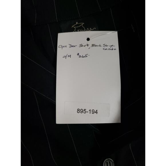 NWT Spirithouse Black Striped Button Down Top Size M Polyester Blend Long Sleeve - Picture 9 of 10